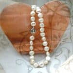 White Freshwater Button Shape Pearl Necklace finished with a Double Sided Sterling Silver Clasp