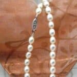 Freshwater Rice Shape Pearl Necklace finished with a filigree Sterling Silver clasp