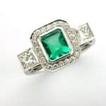 Kimberly Bespoke Gemstone Ring designed with Octagon cut Emerald & Princess Cut Diamonds