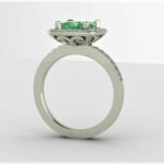 Korinne Bespoke Gemstone Ring set with Green Beryl & Diamonds in 18ct White Gold as a unique & subtle engagement ring.