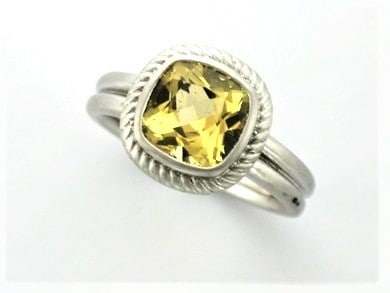 Robyn - Bespoke Gemstone Ring designed with Golden Beryl in 18ct white gold for a very unique engagement ring
