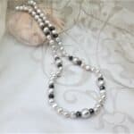 Subtle Freshwater Pearl Necklace designed with a mix of silver grey freshwater pearls and faceted hematite beads by Pearl Perfect.