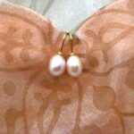 Freshwater Pearl Drop Earrings the delicate peach/plum colour of the Pearls is enhanced with the 9ct Yellow Gold fittings