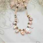 Delicate Natural Coloured Freshwater Pearl Necklace featuring Keshi Pearls and Faceted Smoky Quartz beads finished with a Sterling Silver Clasp