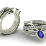 Cheryl Brook Wave Engagement Ring Custom made in 14ct White Gold with Sapphire & Diamonds by Pearl Perfect