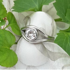 Gemma - Bespoke Diamond Ring - Re-modelled in 18ct White Gold using client's diamond from existing sentimental ring.