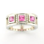 Saoirse Bespoke Diamond Ring Custom made in 9ct White Gold with Pink Sapphires & Diamonds