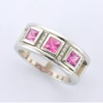 Saoirse Bespoke Diamond Ring Custom made in 9ct White Gold with Pink Sapphires & Diamonds