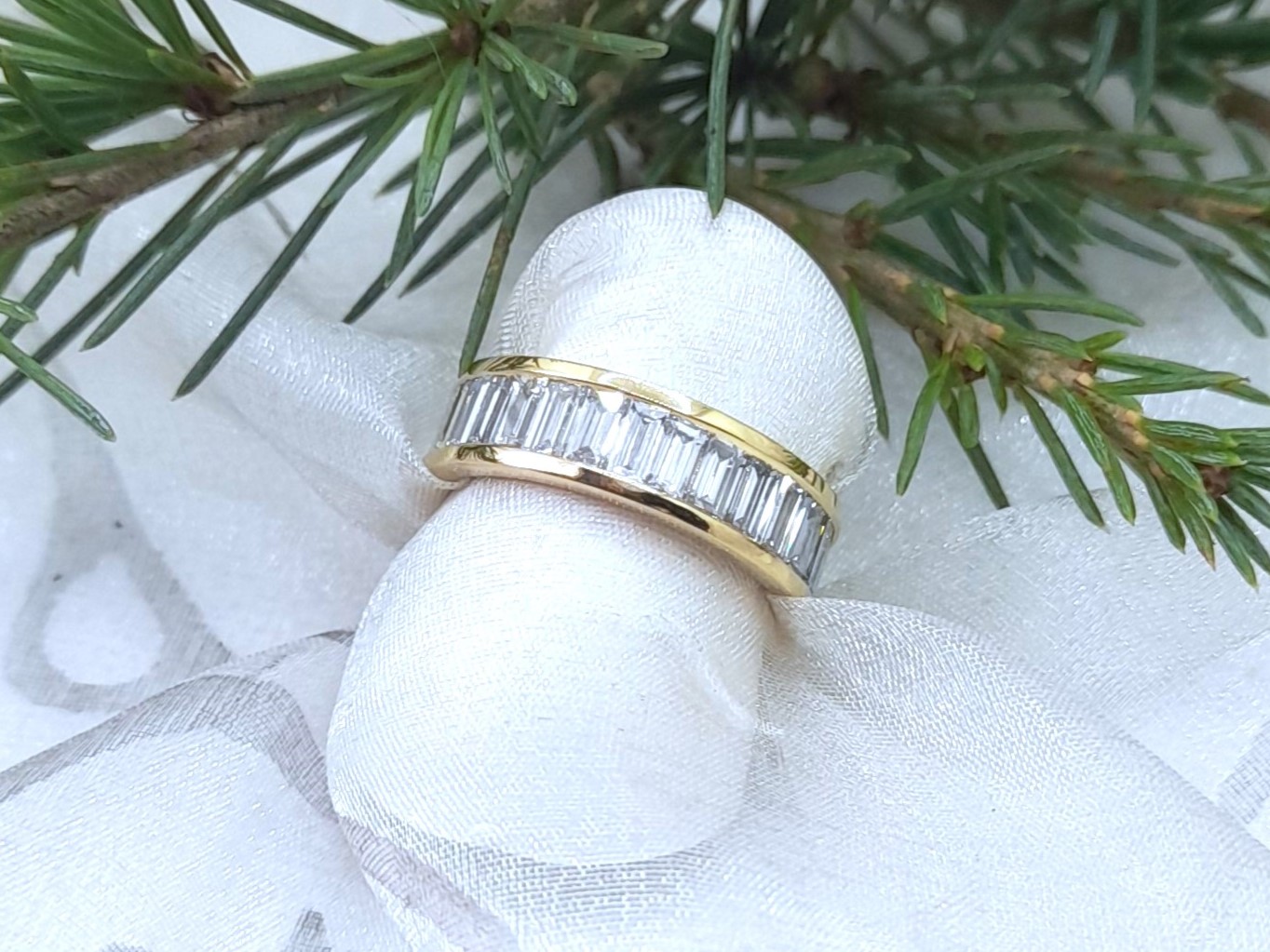 Luxury Baguette Cut Diamond Wedding Ring custom made in 18ct yellow gold by Pearl Perfect Design Room
